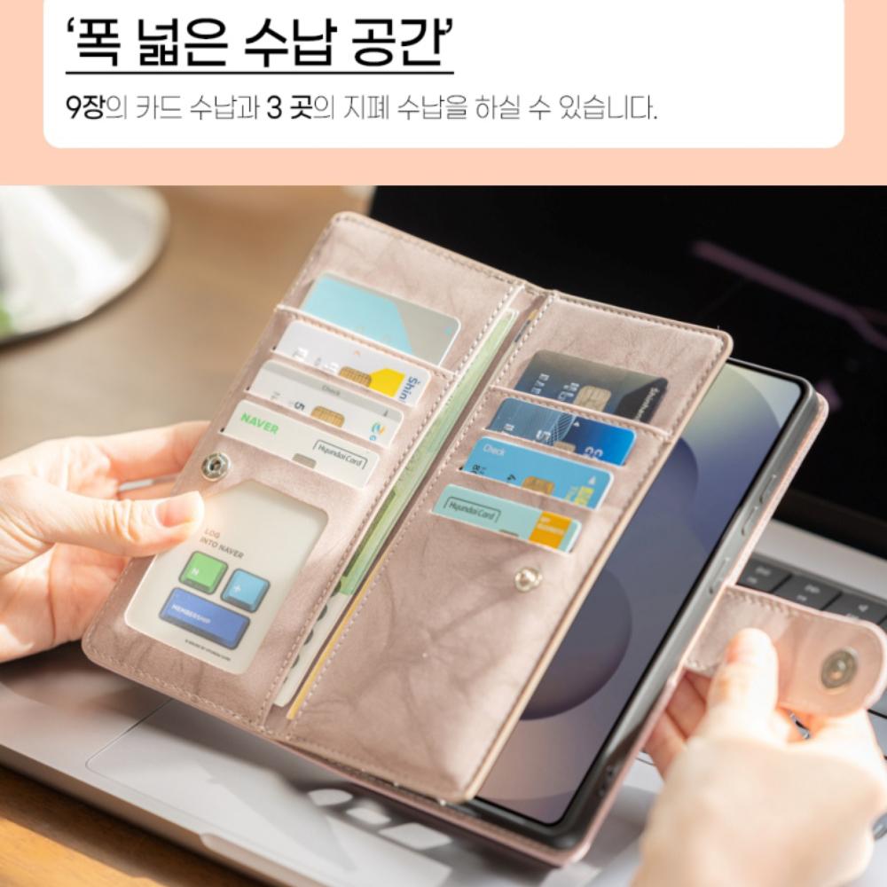 갤럭시A17 SM-A175N 카드 9장 수납 지갑 케이스 목단 - 상세 이미지 3