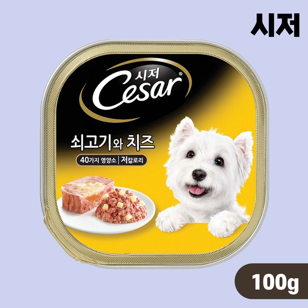 강아지 시저캔 습식 주식캔 통조림 쇠고기 치즈, 100g, 1개 - 상품 이미지