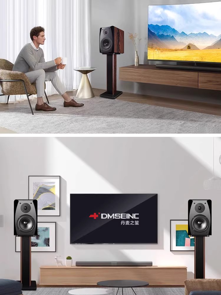 우드 스피커 스탠드 북셀프 우퍼 사운드바 2개 받침대 호두색 70CM 이미지 6
