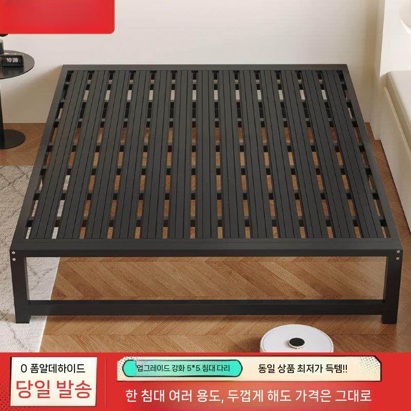 조립식 평상 침대프레임 매트리스 저상형 철제 원룸 블랙 1200mmx2000mm - 상세 이미지 2