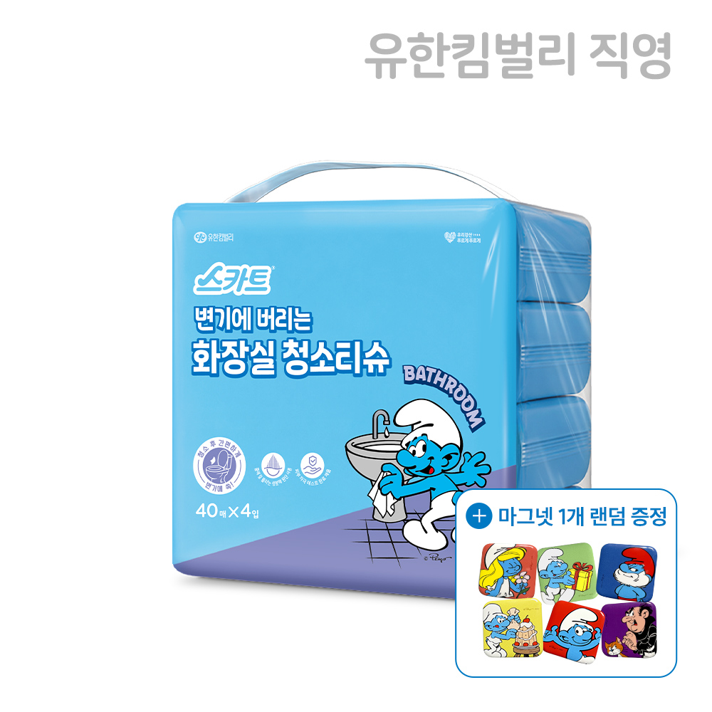 스카트 변기에 버리는 화장실 청소티슈 40매 4입, 1개 - 상품 이미지