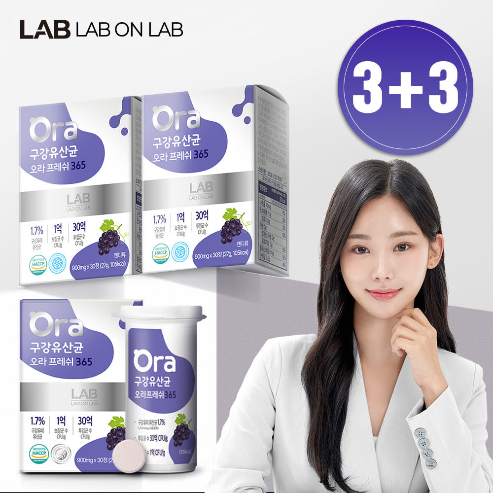 랩온랩 3+3 랩온랩 구강유산균 오라프레쉬 365 30정 6개