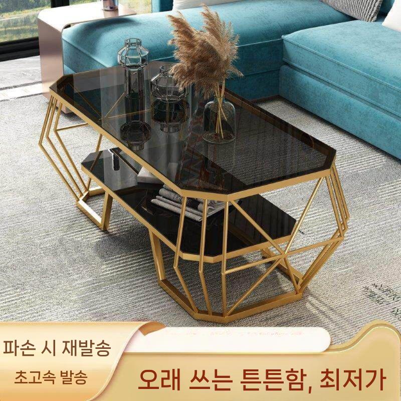 좌탁 소파테이블 테이블 거실 엔틱 강화유리 인테리어 북유럽 100x50x45cm 투명유리 직접 설치 - 상세 이미지 2
