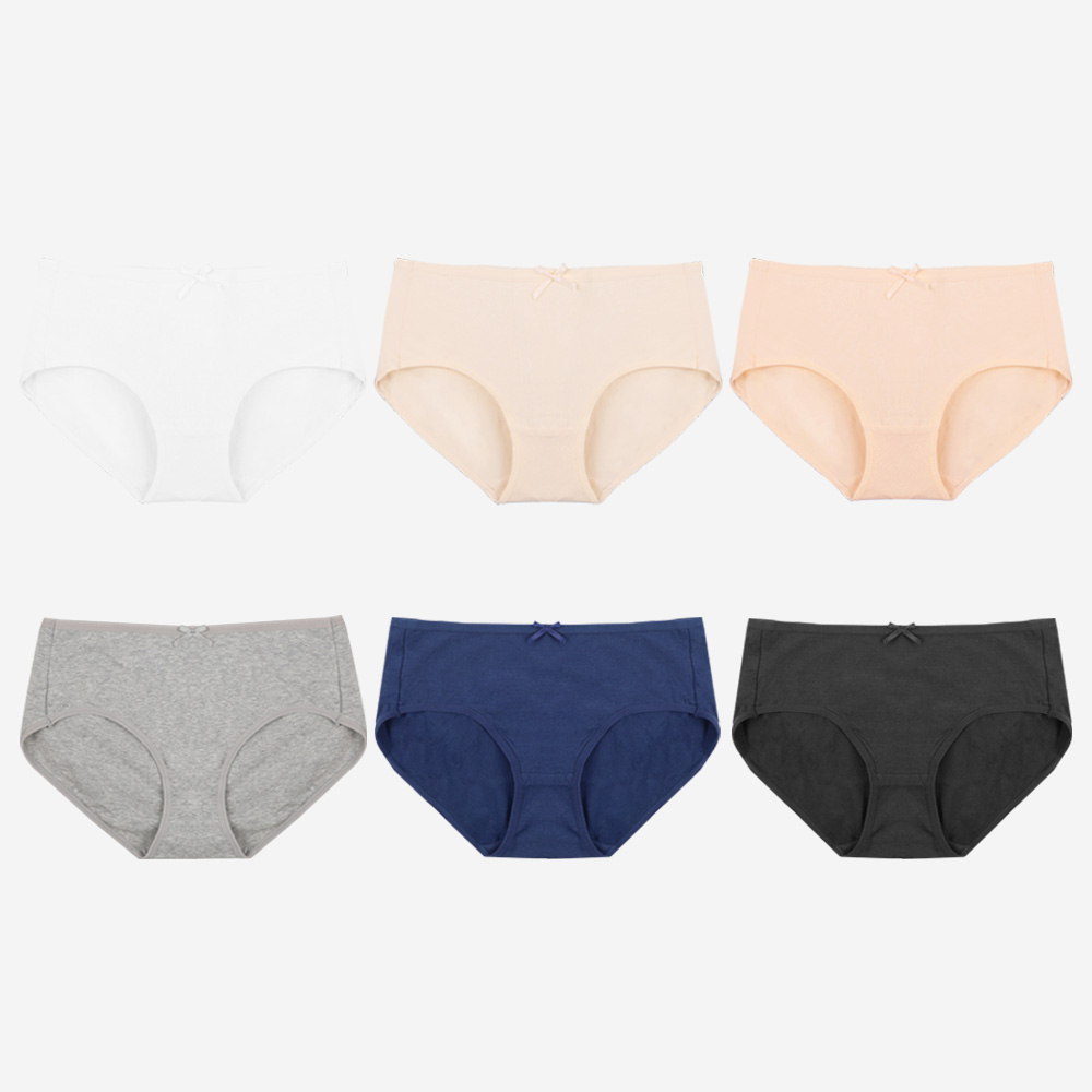 [N배송][6pack] 크라시앙 여성 속옷 순한 고급 순면팬티 기본 데일리 편안한 코튼 여성팬티