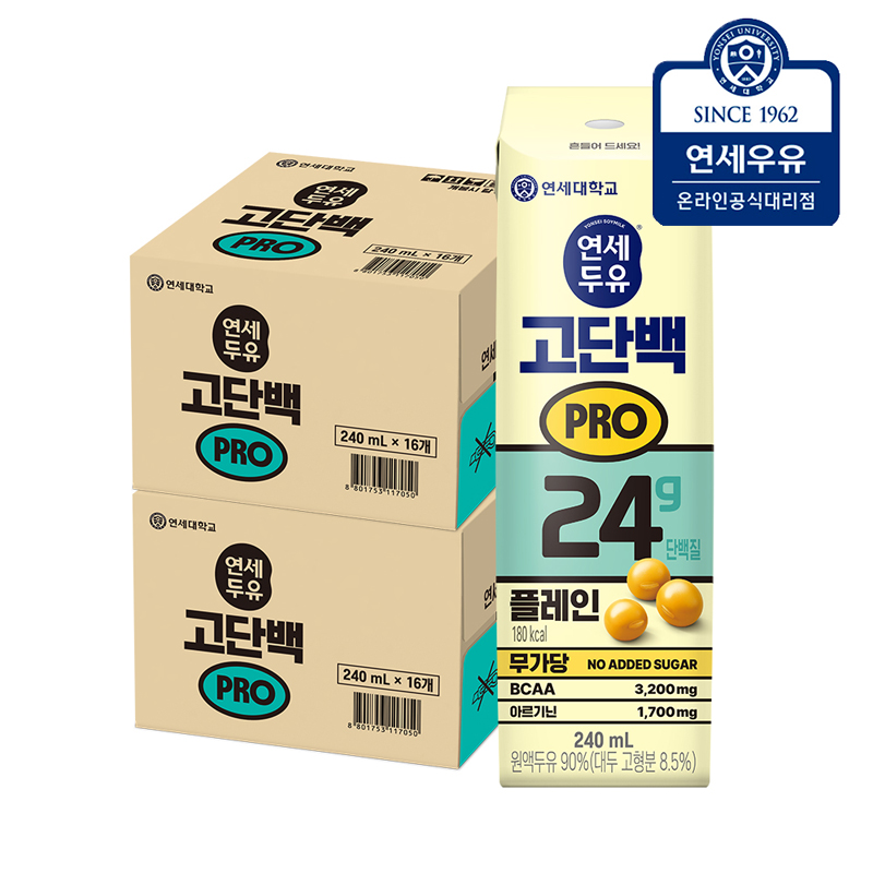 연세두유 고단백 PRO 플레인두유 / 프로틴 단백질쉐이크 플레인, 240ml, 32개 - 상품 이미지