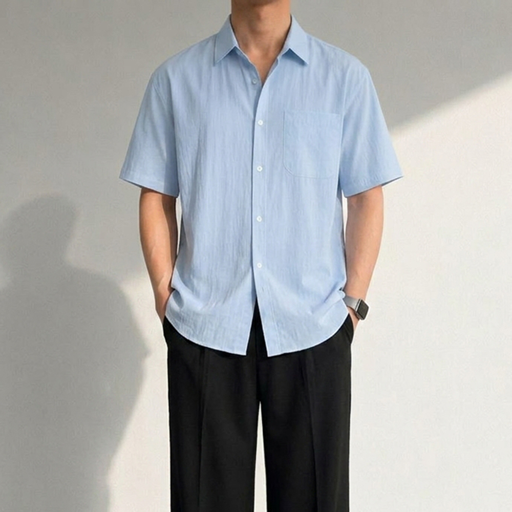 1+1 나일론셔츠 남자여름남방 남자오버핏남방 반팔셔츠 - 상세 이미지 3