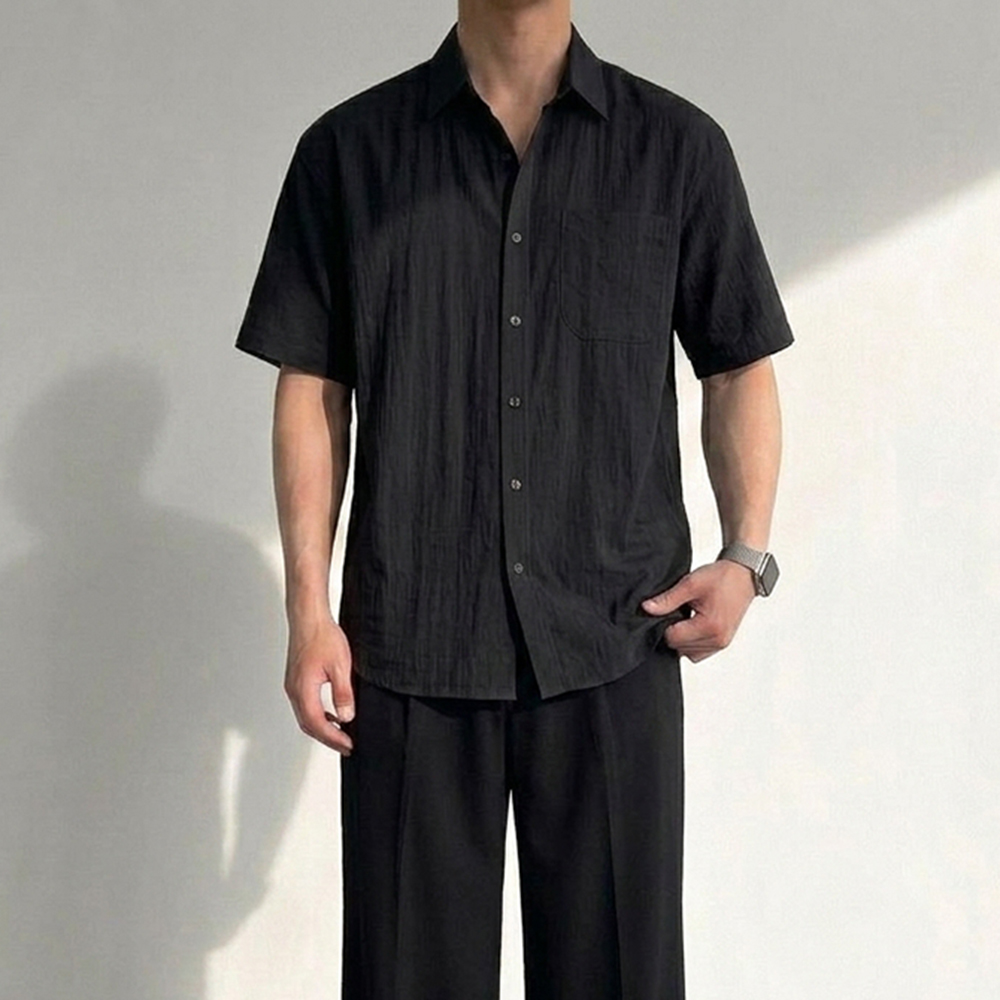 1+1 나일론셔츠 남자여름남방 남자오버핏남방 반팔셔츠 - 상세 이미지 4