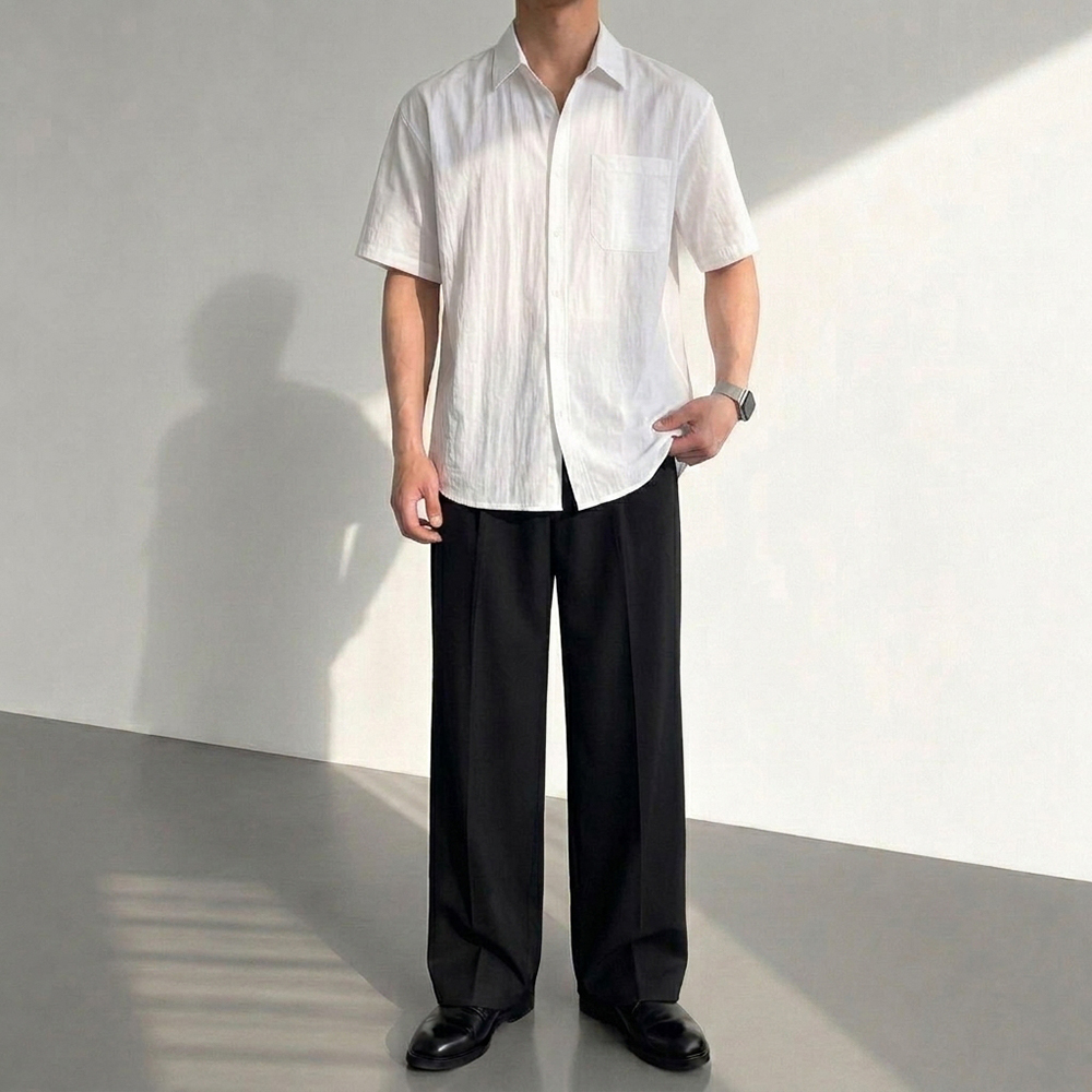 1+1 나일론셔츠 남자여름남방 남자오버핏남방 반팔셔츠 이미지 7