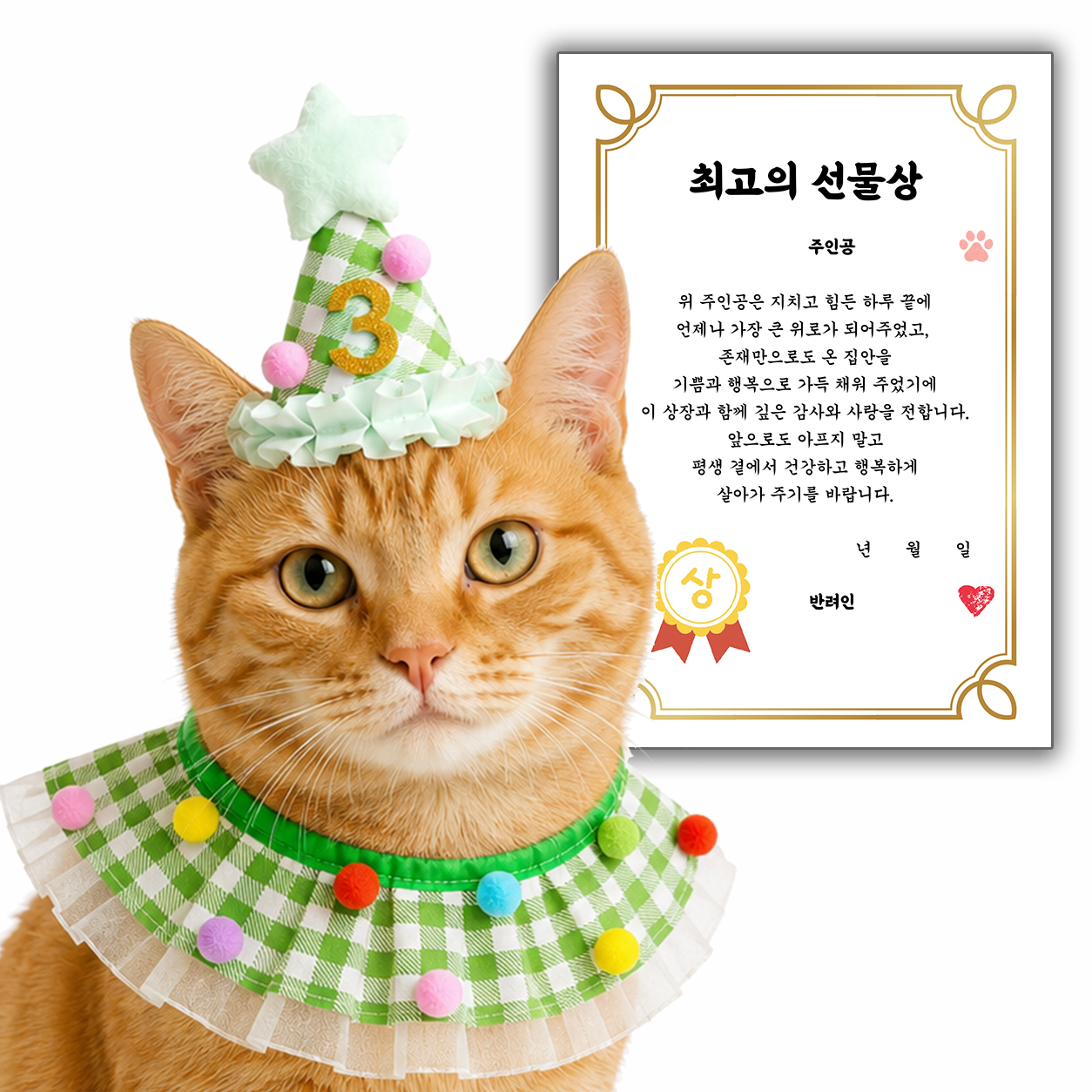 이온팩토리 강아지 생일 고양이 파티 모자 케이프 옷 숫자 상장 세트 용품 - 상세 이미지 3