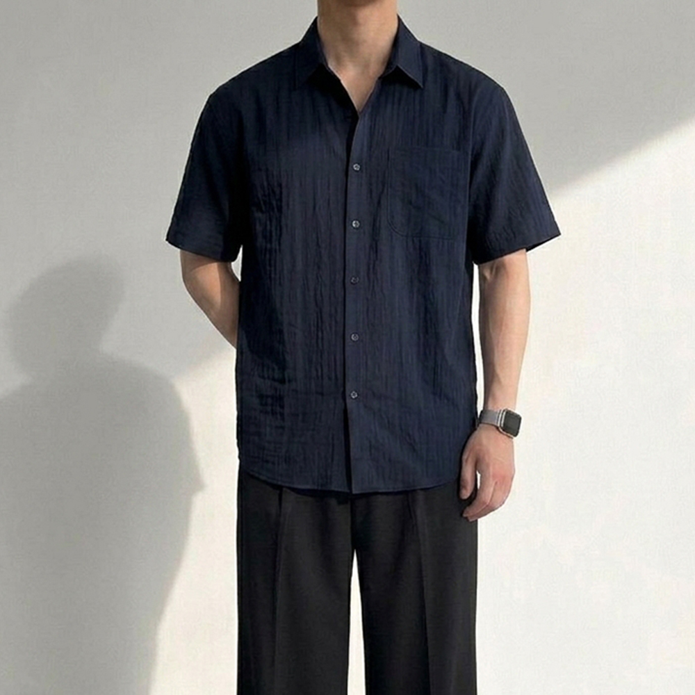 1+1 나일론셔츠 남자여름남방 남자오버핏남방 반팔셔츠 - 상세 이미지 5