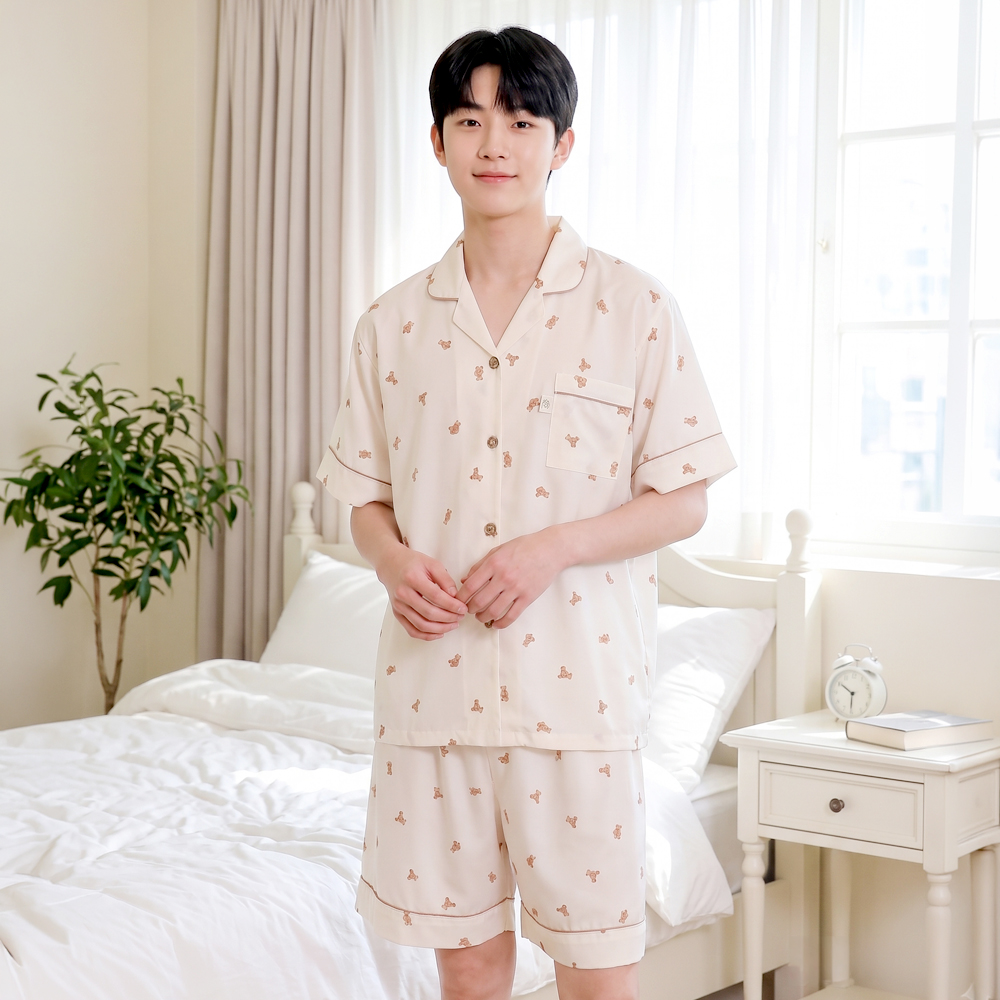 모달 청소년 고학년 학생 잠옷 파자마 남아 주니어 세트 실내복 26S473 크림베어J - 상세 이미지 2