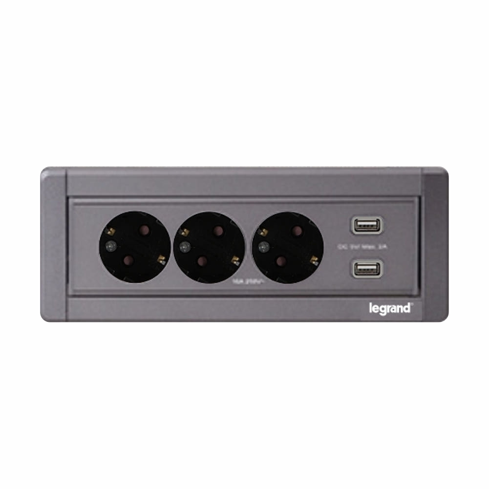르그랑 빌트인콘센트 사무실 가구 식탁 주방 싱크대 상판 매립 3구 콘센트 USB 소프트알루 - 상세 이미지 3