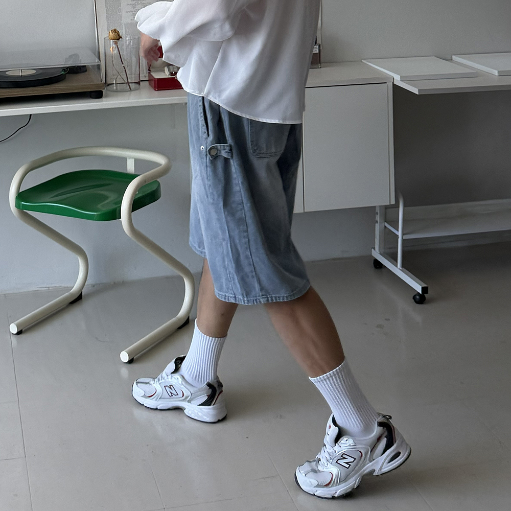 남자 반바지 여름 골덴 스냅 밴딩 버뮤다 팬츠 데님 청 반바지 - 상품 이미지