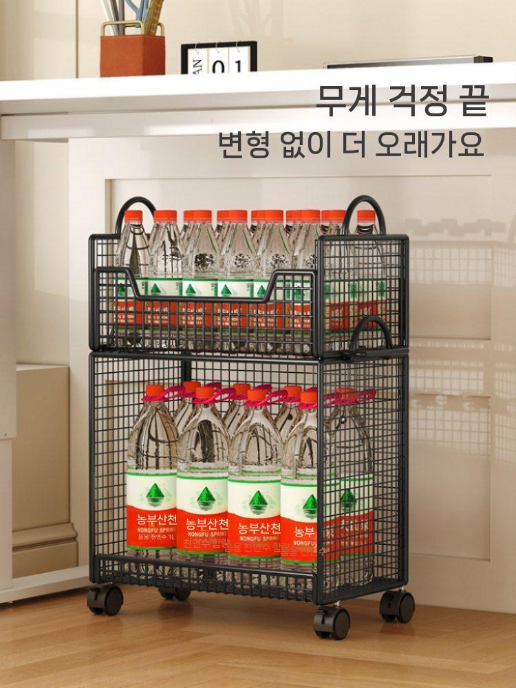 철제바구니 바스켓 선반 수납함 정리대 이동식 바퀴달린 흰색 - 상세 이미지 5