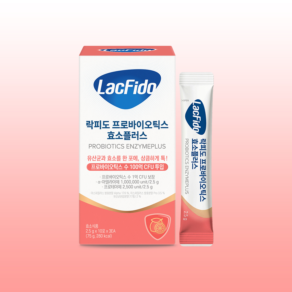 락피도 프로바이오틱스 효소플러스 유산균 100억CFU 투입 레몬맛 30포, 1개 - 상품 이미지