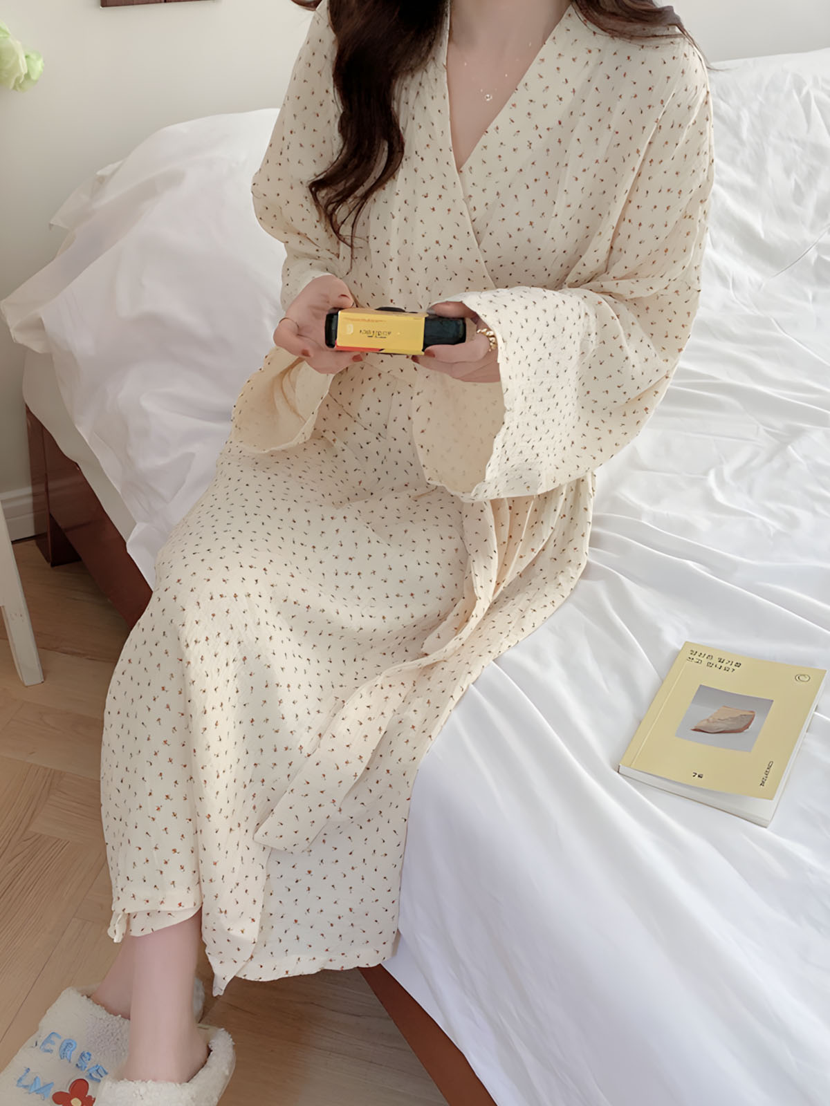 컴피 샤워가운 휴양지룩 요루면 로브잠옷 보타닉가든 나이트 홈웨어 이미지 7