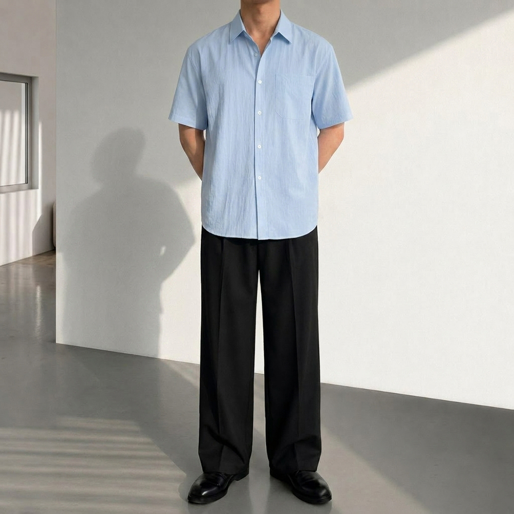 1+1 나일론셔츠 남자여름남방 남자오버핏남방 반팔셔츠 이미지 8