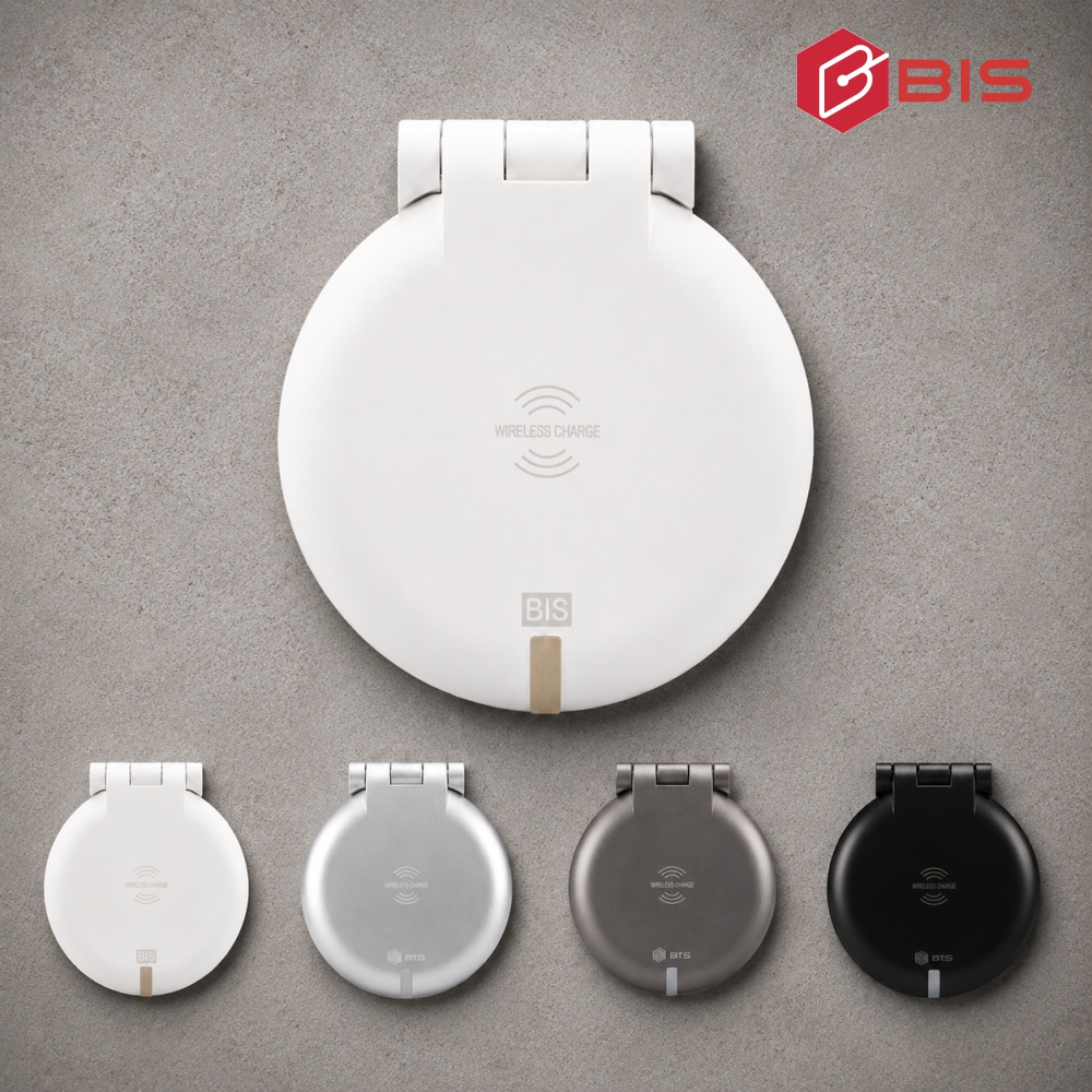 BIS 빌트인콘센트 BID-201W 화이트 1구 USB 무선충전 가구 식탁 책상 상판 매립 - 상품 이미지