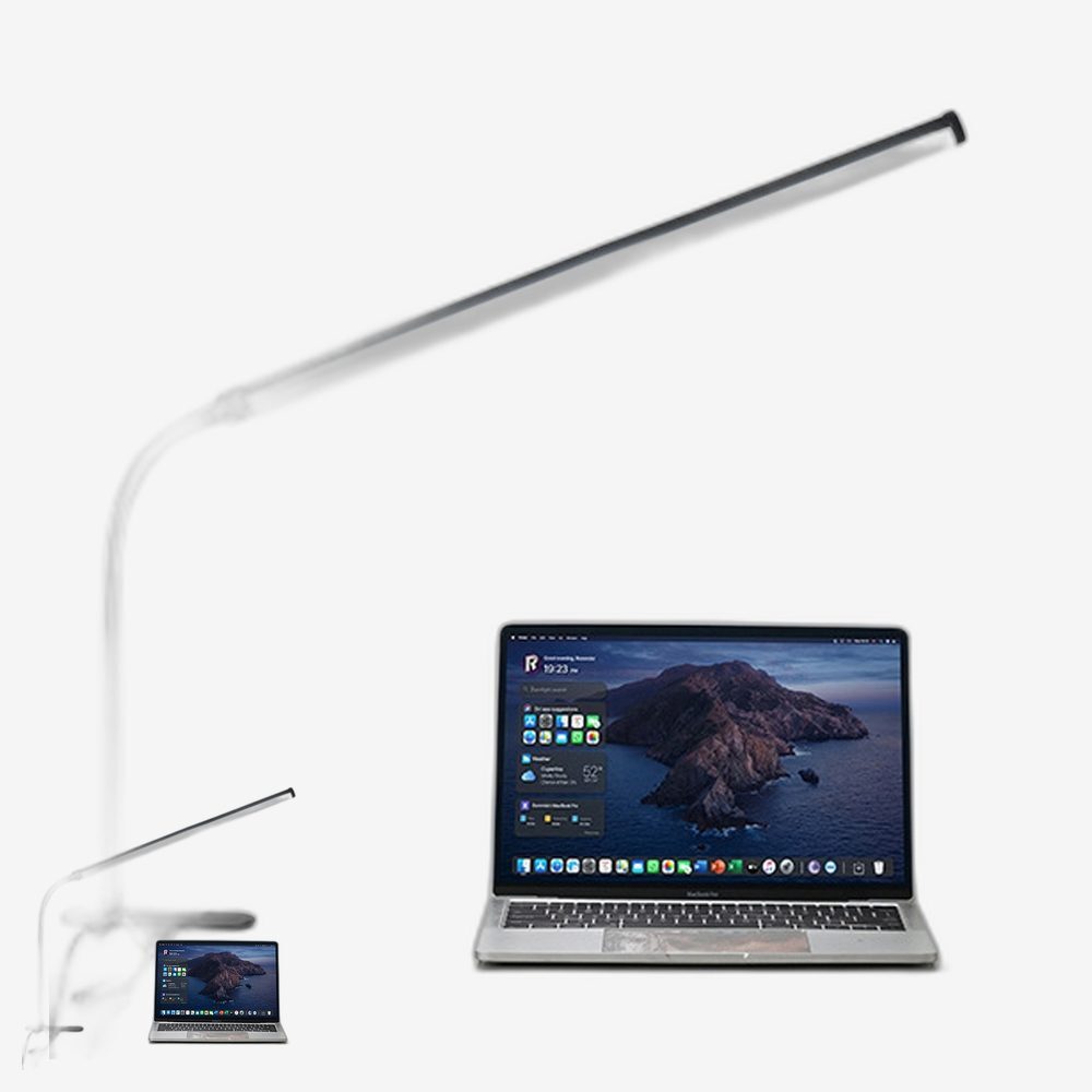 플렉시블 각도조절 집게스탠드 와이드형 침대협탁 독서등 블루라이트차단 책상용 58cm - 상품 이미지