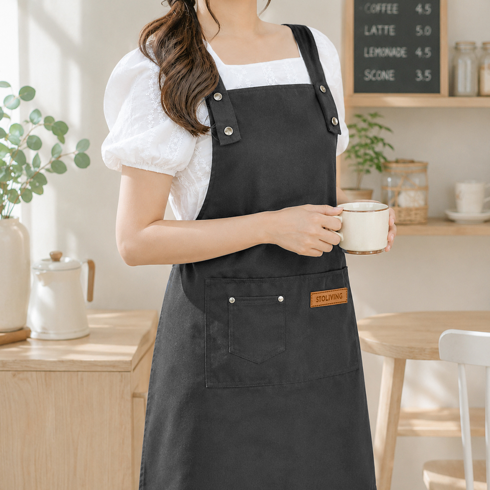 스토리빙 카페 앞치마 업소용 H형 방수 블랙, 공용 상품 이미지