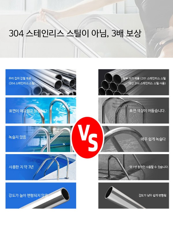 수영장 사다리 스텐 목욕탕 풀빌라 수영장사다리 계단 워터파크 펜션 호텔 요트 - 상세 이미지 3