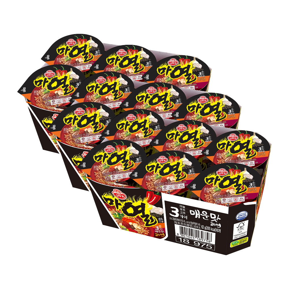 오뚜기 마열라면 컵라면 소컵 62g, 18개 - 상품 이미지