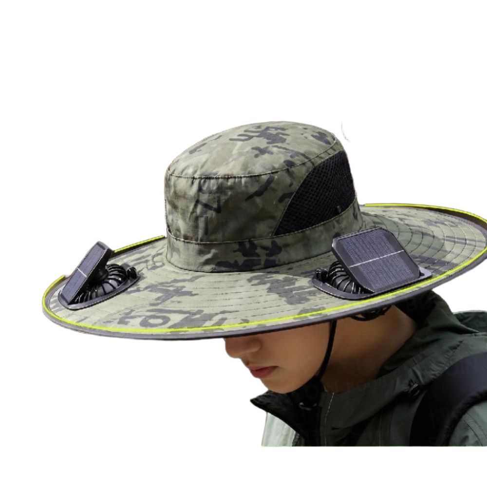 충전식 선풍기 모자 농사 낚시 야외 활동용 태양광 그린 모자 둘레 60-65cm (범용 - 상품 이미지