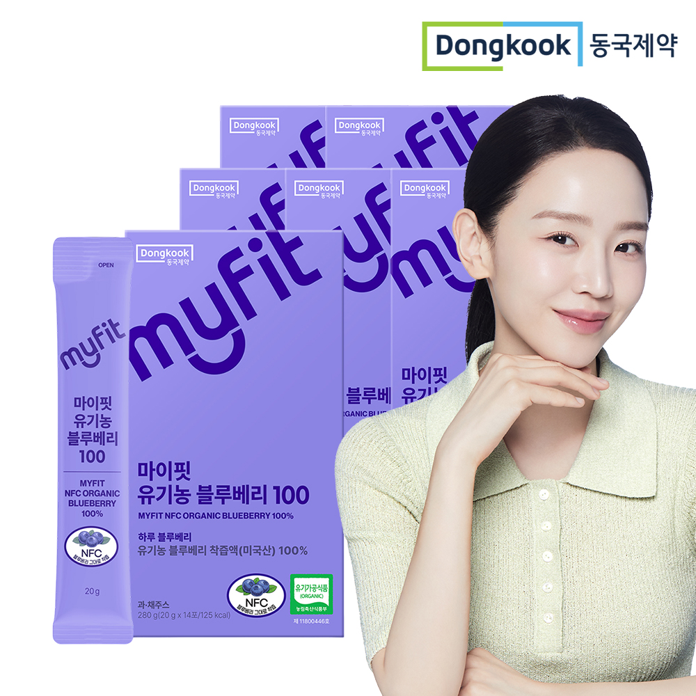 [84포] 동국제약 마이핏 NFC 유기농 블루베리 착즙 액 100% 스틱 14포, 6개 - 상품 이미지