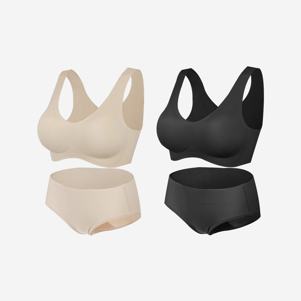 [N배송][슈퍼적립] 크라시앙 2.5cm 에브리핏 라이트 브라 심리스 노와이어 브라팬티세트 총 4장 - 상품 이미지