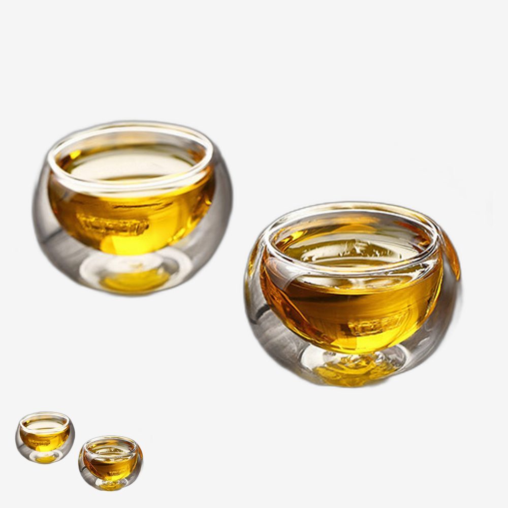 홈카페용 차온도유지 유리찻잔 이중구조 손보호 유리컵세트 미니멀감성 물방울방지 50ml - 상품 이미지