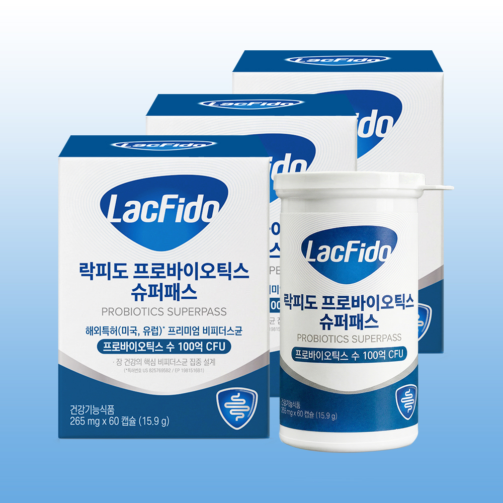 락피도 프로바이오틱스 슈퍼패스 100억 유산균 60캡슐, 3개 - 상품 이미지