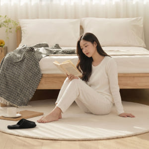 호이데코 도트롱 원형러그 먼지없는 워셔블 거실 카페트 95cm 솔직 후기 | 실제 배치 사진 포함 - 상품 이미지 1