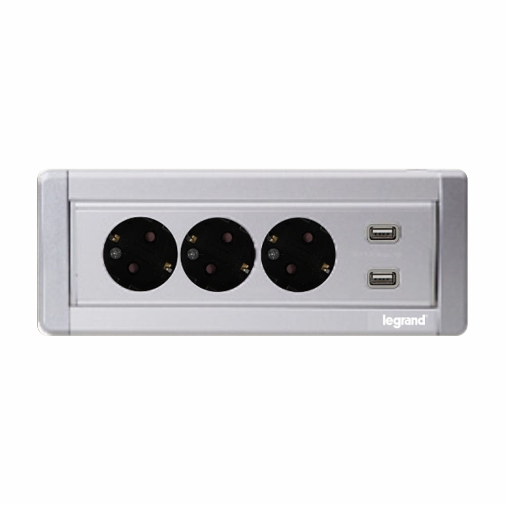 르그랑 빌트인콘센트 사무실 가구 식탁 주방 싱크대 상판 매립 3구 콘센트 USB 소프트알루 - 상세 이미지 2