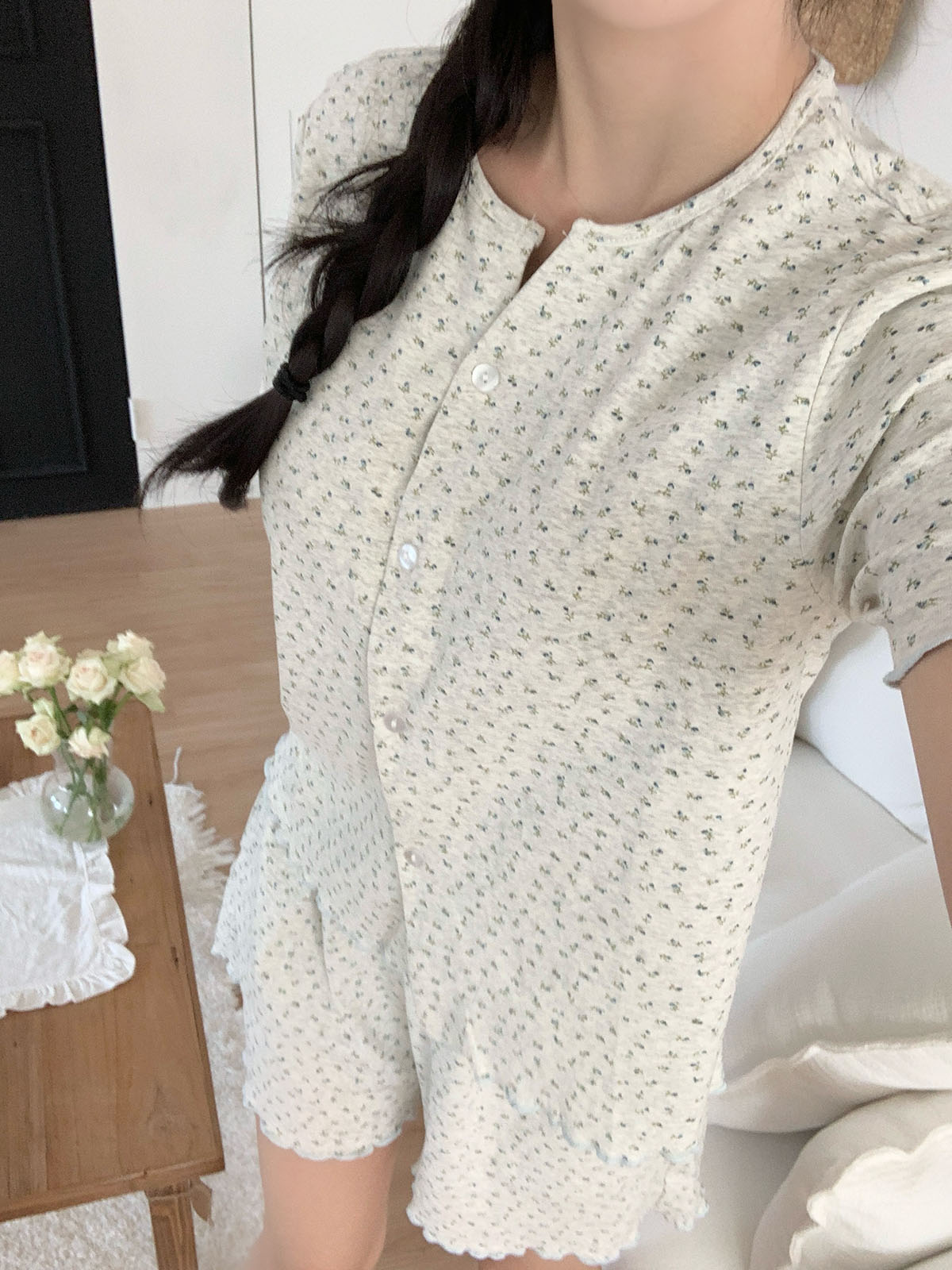 멜로 캡내장잠옷 노카라 홈웨어 여름 반팔 노브라 파자마세트 이미지 8