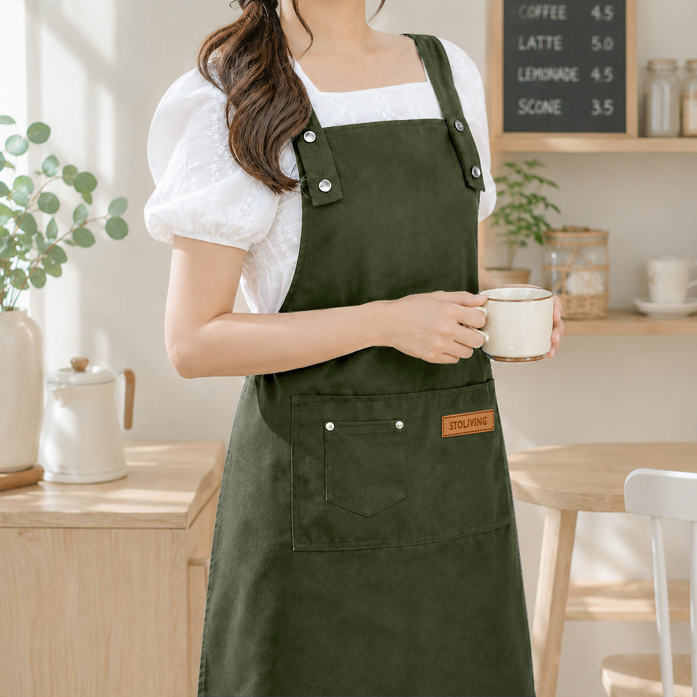 네이버 스토리빙 카페 앞치마 업소용 H형 방수 카키