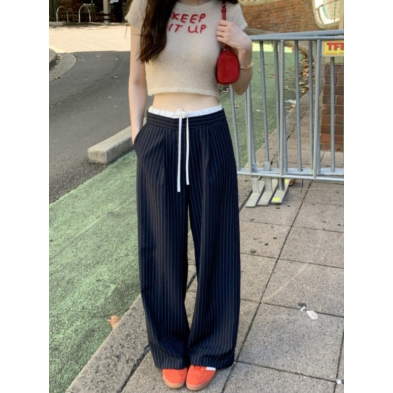 빈티지 와이드 스프라이트 시어서커 썸머 밴딩 스트라이프 그레이 줄무늬 블랙 - 상세 이미지 2