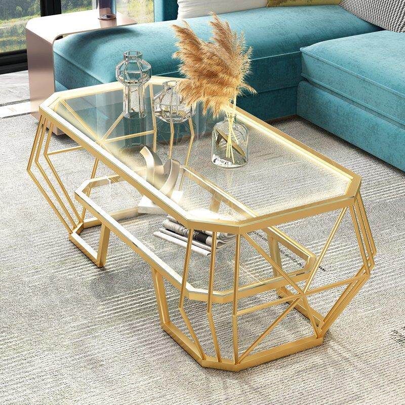 좌탁 소파테이블 테이블 거실 엔틱 강화유리 인테리어 북유럽 100x50x45cm 투명유리 직접 설치 - 상세 이미지 4