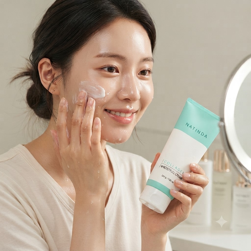 대용량 수분크림 나틴다 콜라겐 수분 채움 크림 200ml 탄력 케어 영양 보습 환절기 - 메인 이미지