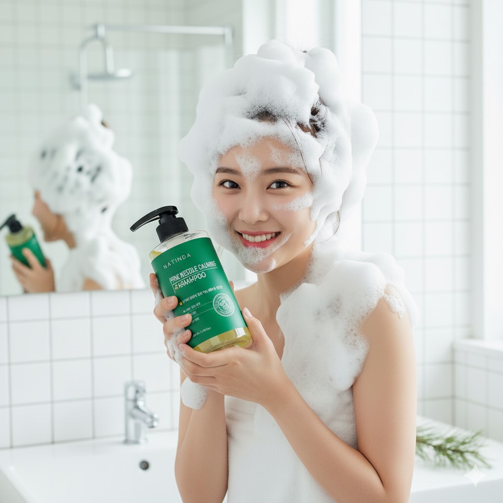 나틴다 파인니들 카밍 샴푸 500ml 약산성 두피 진정 모근강화 정수리냄새 - 메인 이미지