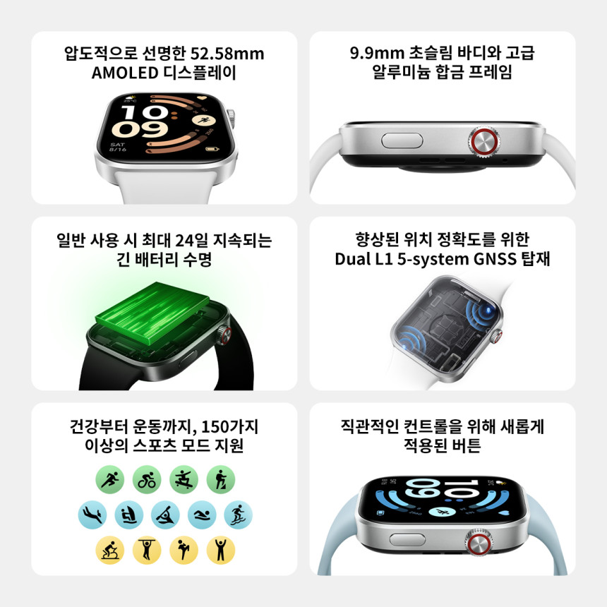 샤오미 레드미 스마트워치 6 정발 한국판 옵시디언 블랙, 52.58mm 사진 2