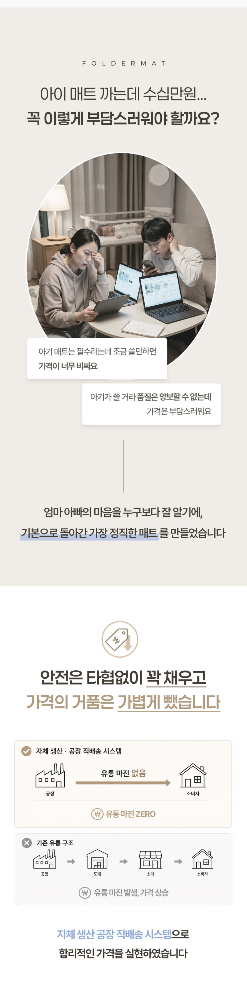 플린느 스탠다드 유아 놀이 층간소음 틈없는 항균 셀프 2단 280x200x4cm, 올크림 판매처 상세 정보 이미지 2
