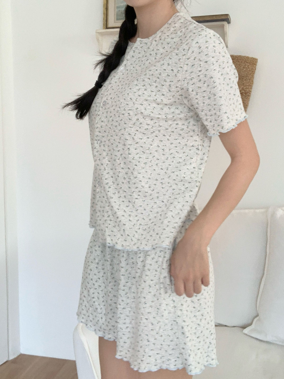 멜로 캡내장잠옷 노카라 홈웨어 여름 반팔 노브라 파자마세트 이미지 6