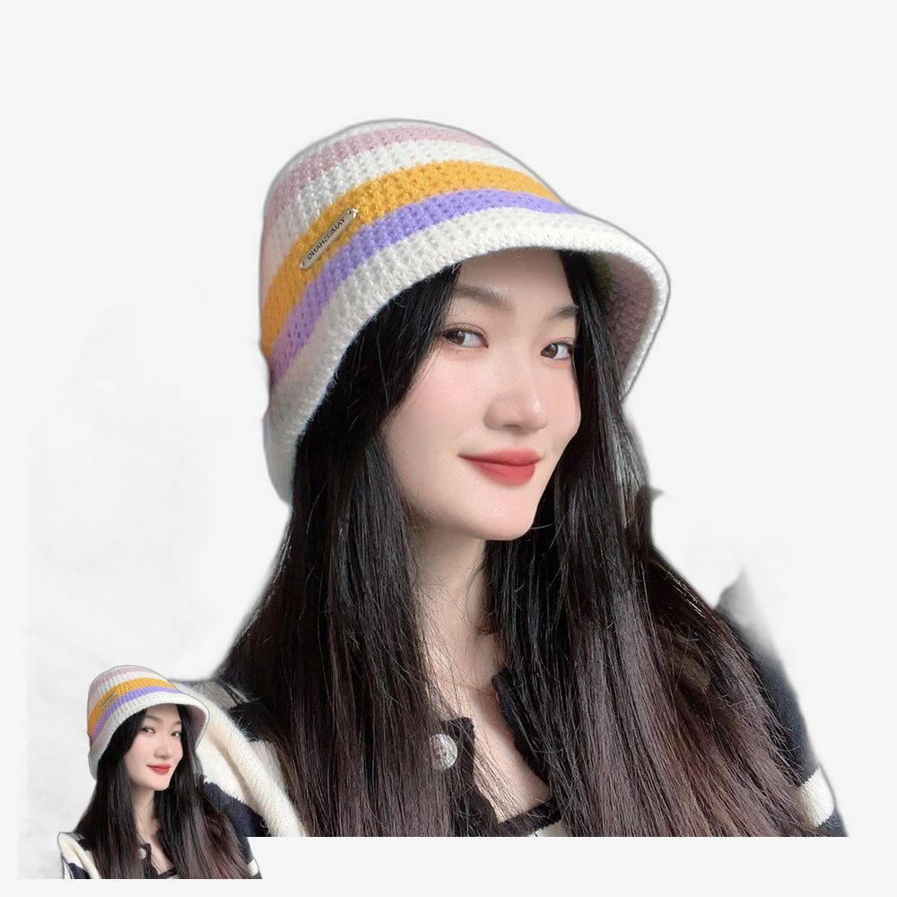 알록달록 데일리패션 버킷햇 무지개색 캐주얼룩 벙거지모자 경량 봄여름가을 니트모자 - 상품 이미지