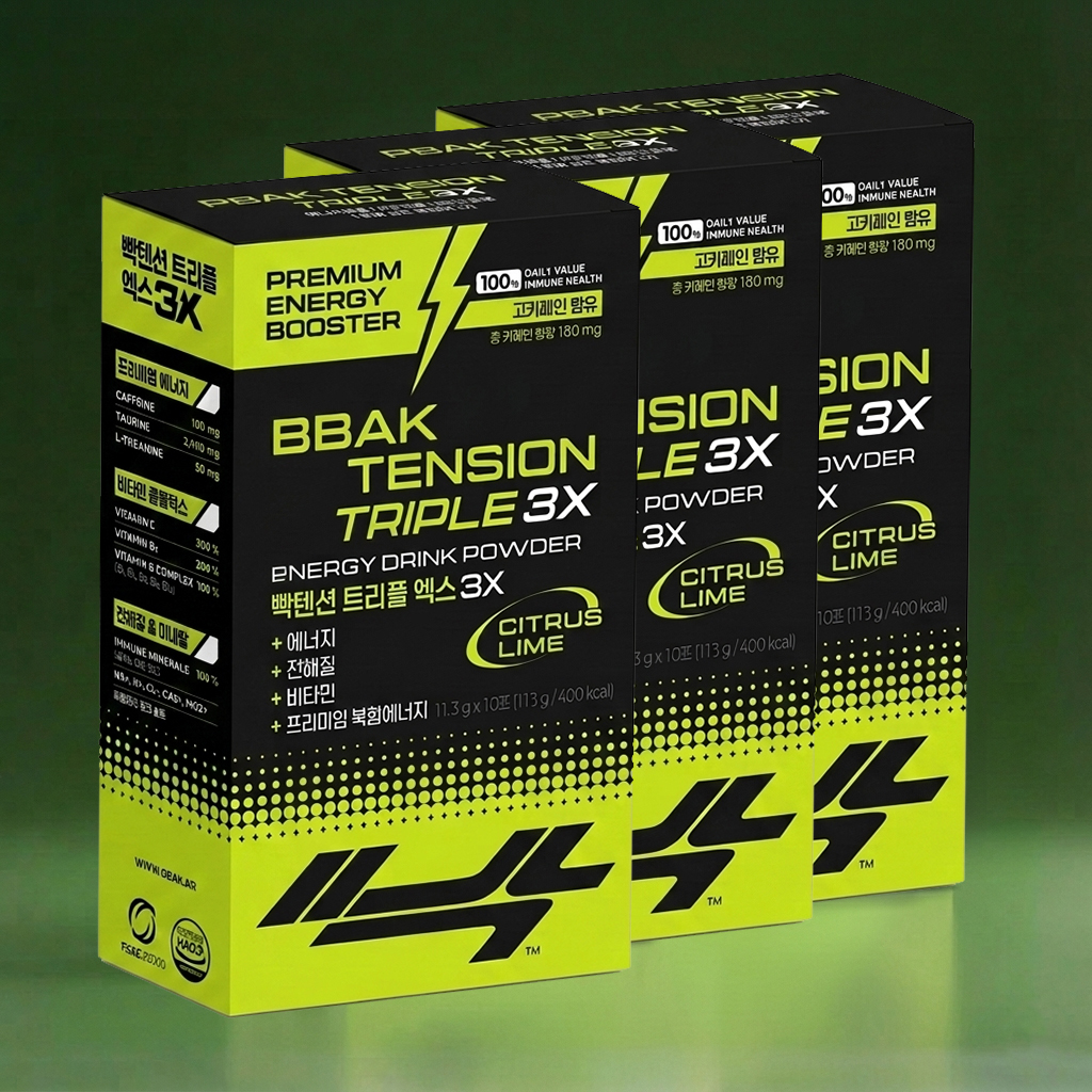 빡텐션 에너지드링크 천연 고카페인 부스터 타우린 비타민 3,700mg x 42개(3box) - 메인 이미지