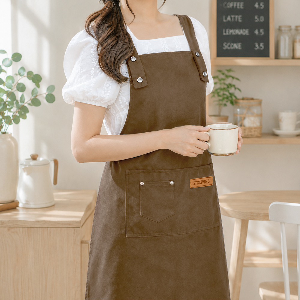 네이버 스토리빙 카페 앞치마 업소용 H형 방수 브라운
