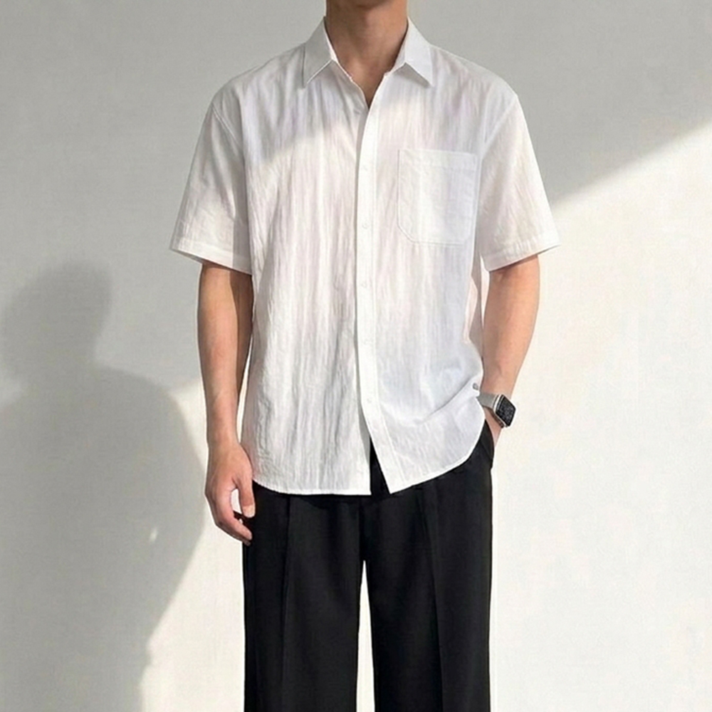1+1 나일론셔츠 남자여름남방 남자오버핏남방 반팔셔츠 - 상세 이미지 2
