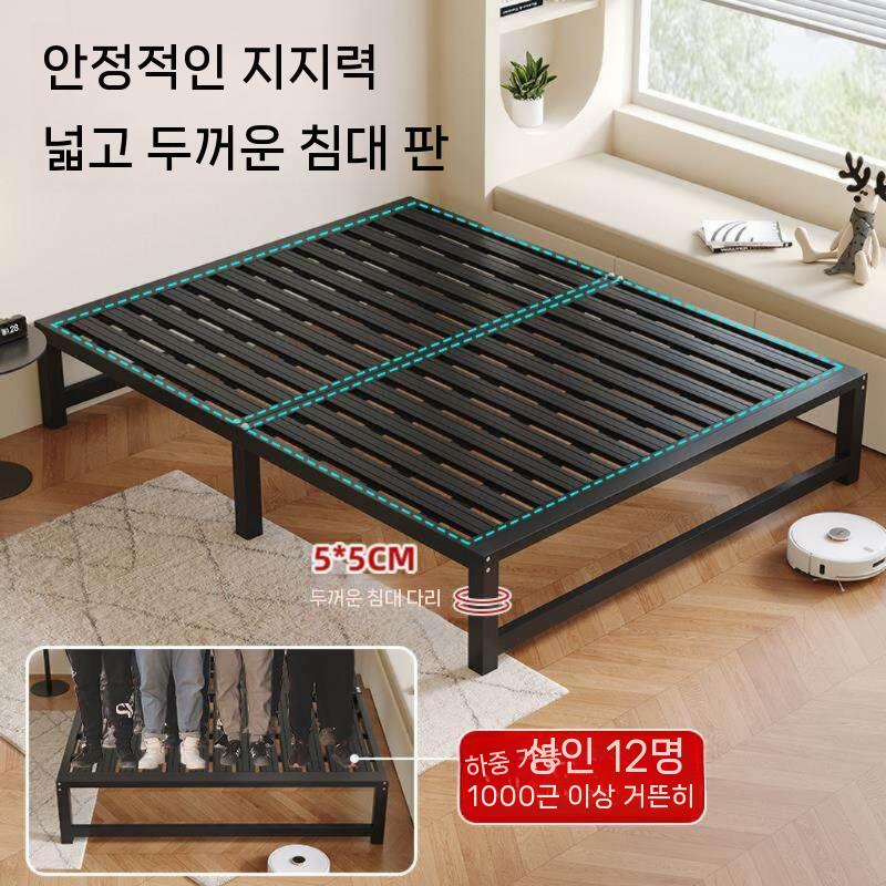 조립식 평상 침대프레임 매트리스 저상형 철제 원룸 블랙 1200mmx2000mm - 상세 이미지 4