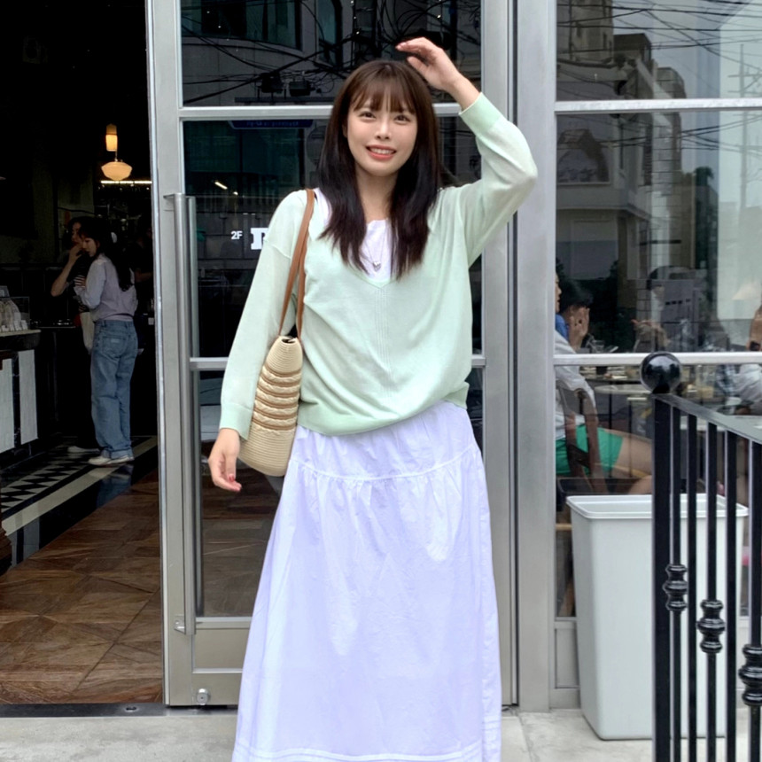 [제로스트릿][2컬러] 레이어드 브이넥 린넨 니트 LINEN LAYERED V-NECK KNIT