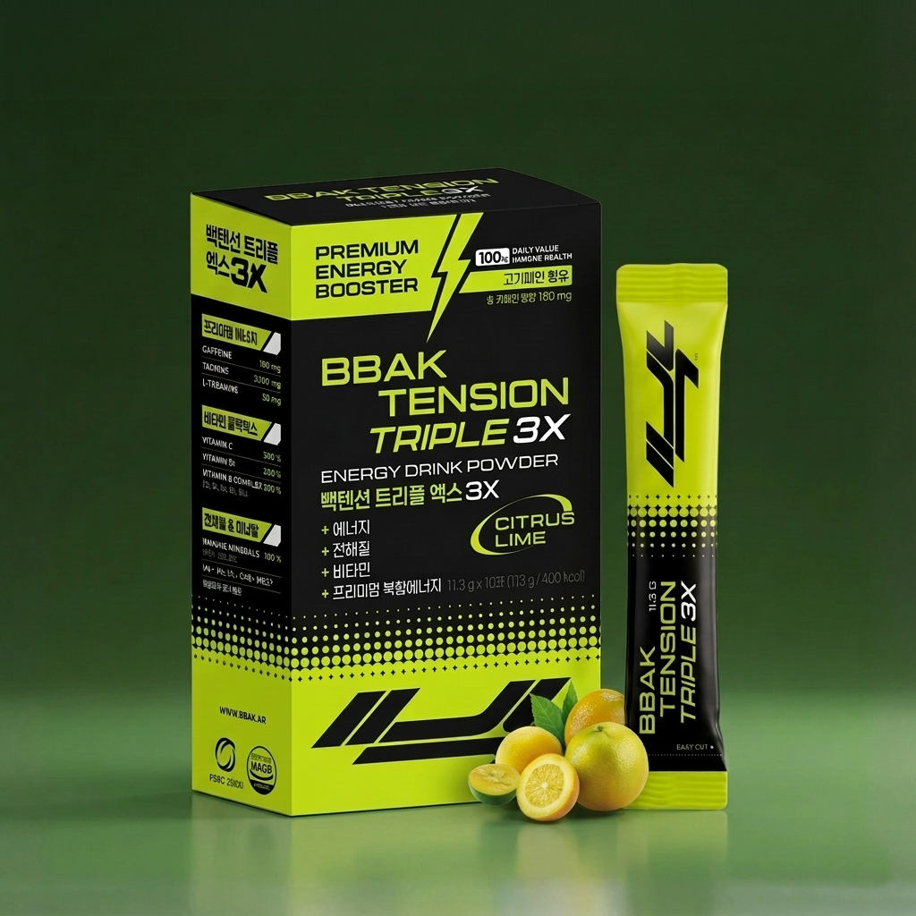 빡텐션 에너지드링크 천연 고카페인 부스터 타우린 비타민 3,700mg x 14개(1box) - 상품 이미지