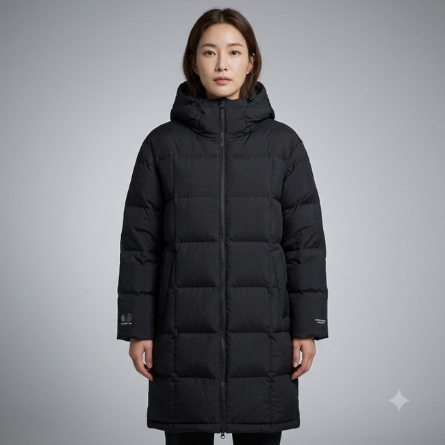 네파 공용 겨울 커플룩 머스코비 스퀘어 퀄팅 덕다운 점퍼 롱패딩 - 상품 이미지